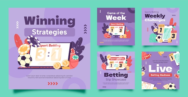 Flat design sports betting instagram posts