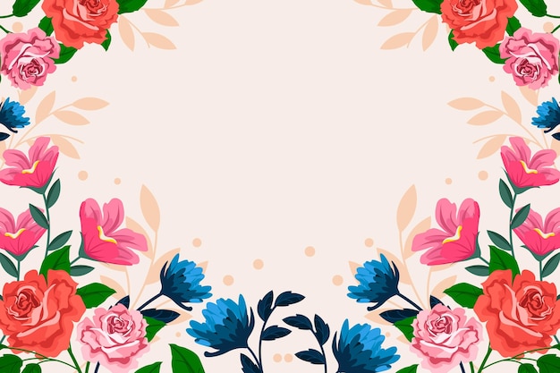 Flat design spring background with flowers