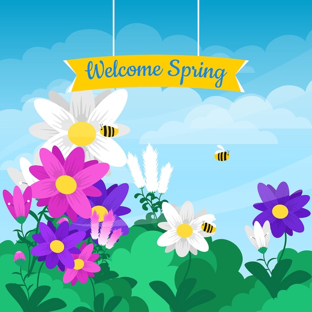 Vector flat design spring background