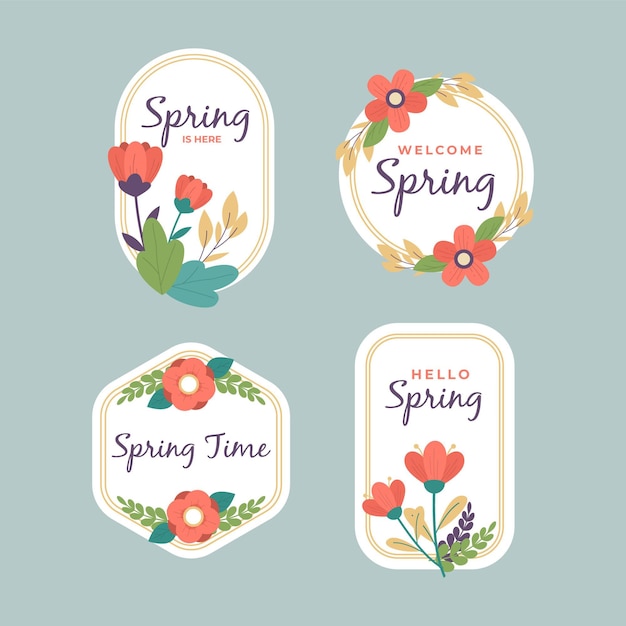 Vector flat design spring label pack