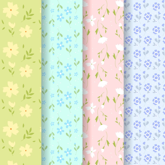 Flat design spring pattern collection design