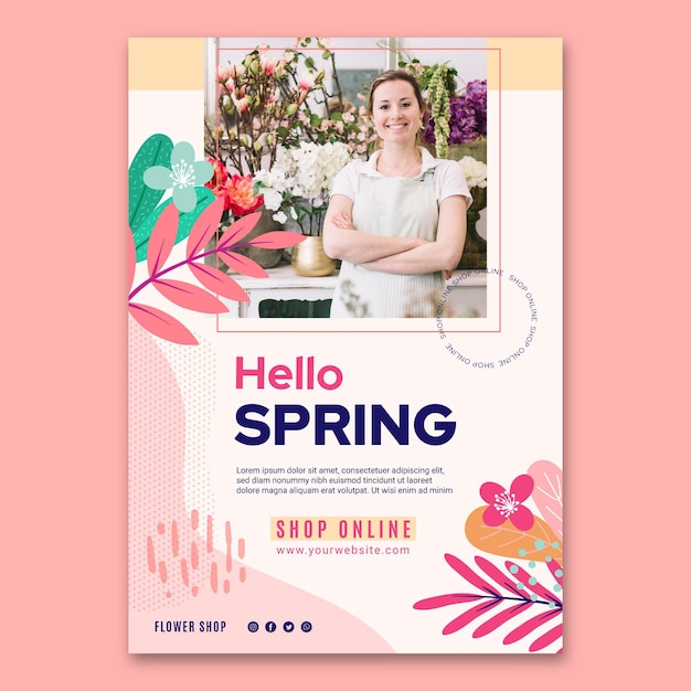 Flat design spring poster template