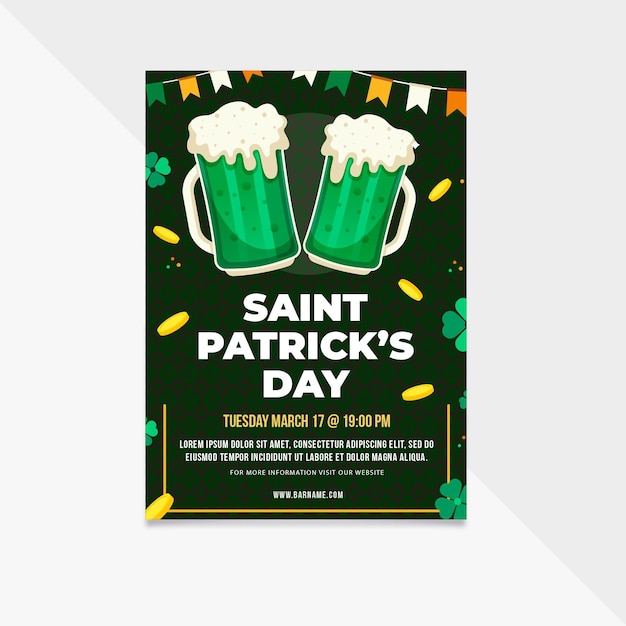 Vector flat design st. patrick's day flyer template