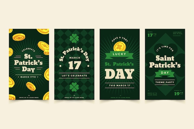 Flat design st. patrick's day instagram stories