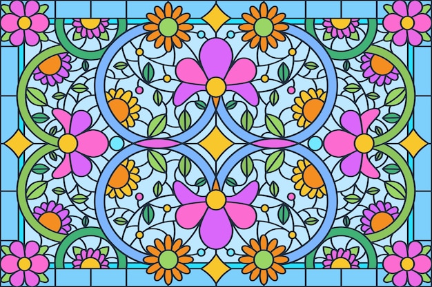 Vector flat design stained glass background