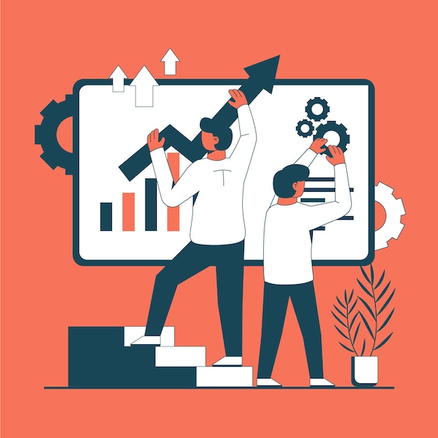 flat design startup life concept illustration