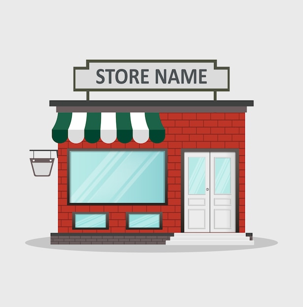 Vector flat design store front with place for name