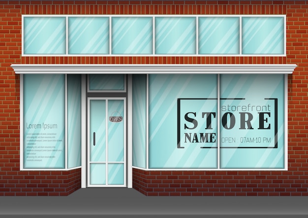 Flat design store front with place for store name