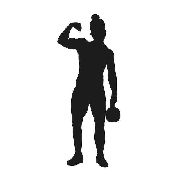 Vector flat design strong woman silhouette