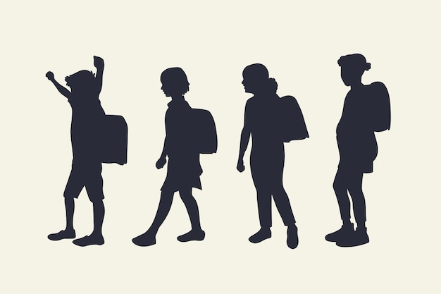 Vector flat design student silhouette