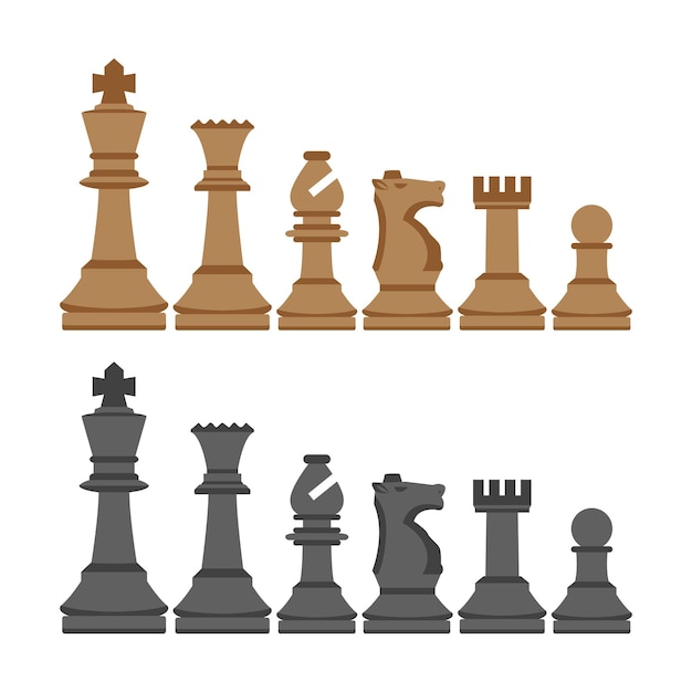 Premium Vector  Set of chess pieces flet style vector