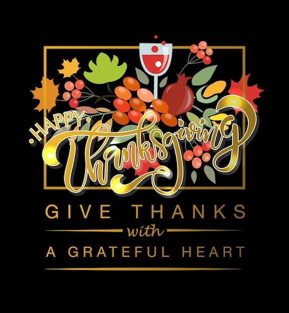 Vettore stile di design piatto distintivo e icona del logo happy thanksgiving day modello di logo happy thanksgiving day