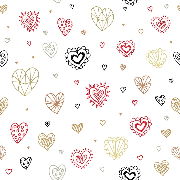 Vector flat design style valentines daywedding seamless background valentines day doodle hearts seamles