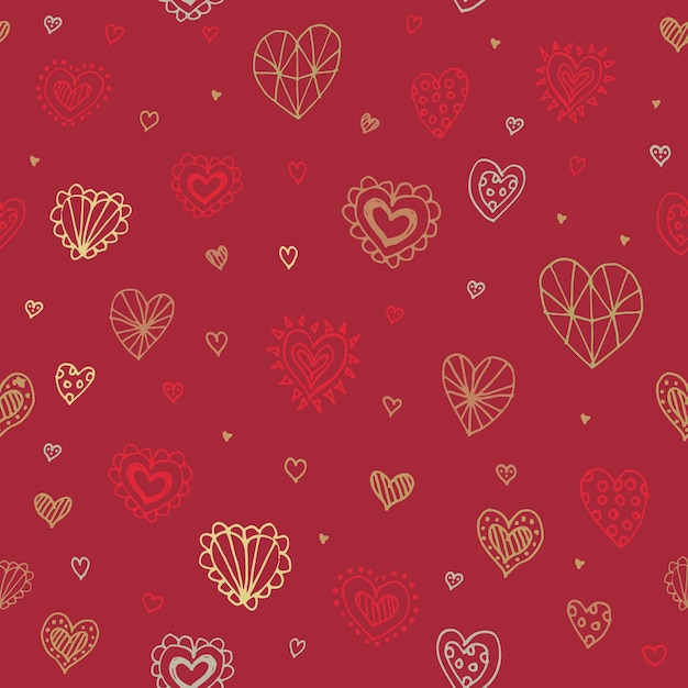 Flat design style Valentines Daywedding seamless background Valentines Day doodle hearts seamles