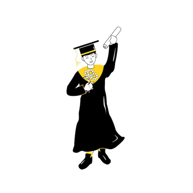 Flat design style vector illustration celebrating graduation