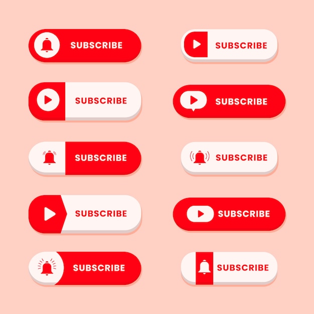 Flat design subscribe button ui set