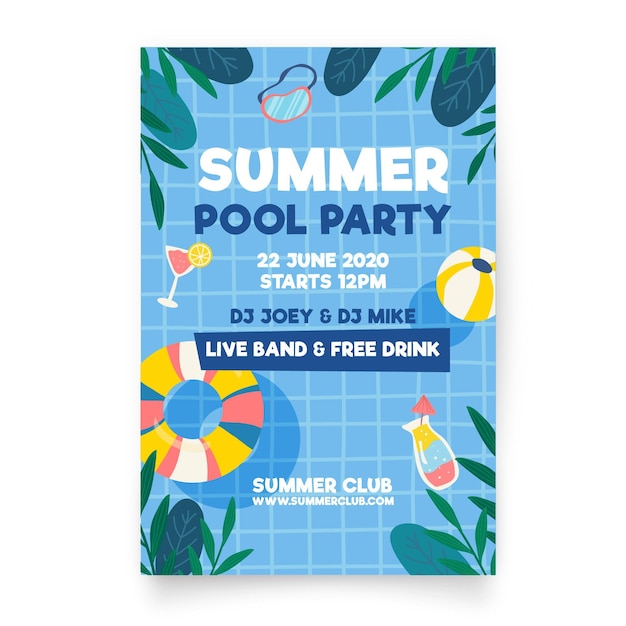 Vector flat design summer party poster