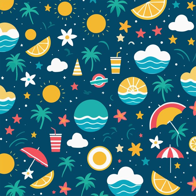 Vector flat design summer vacation pattern