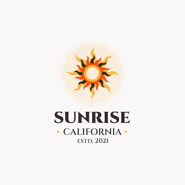 フラットデザインの太陽のロゴのテンプレート