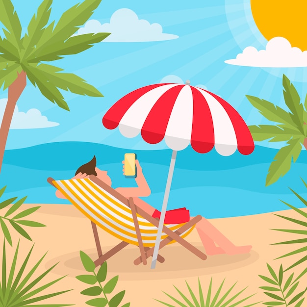 Flat design sunbed illustration