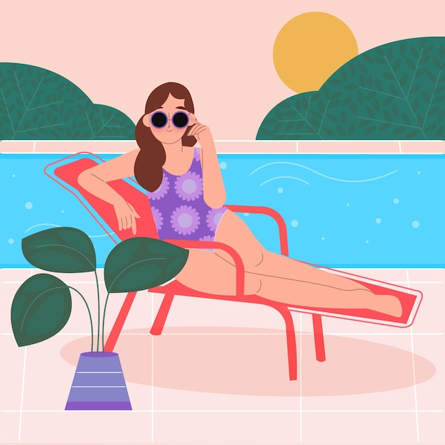 Flat design sunbed illustration