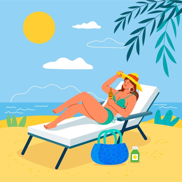 Flat design sunbed illustration