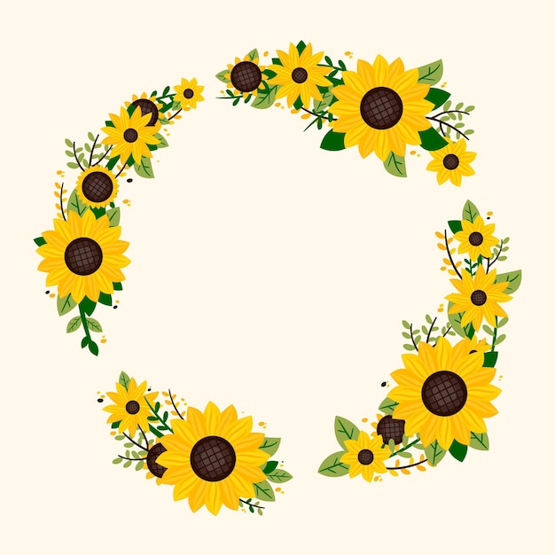 Flat design sunflower border with empty space