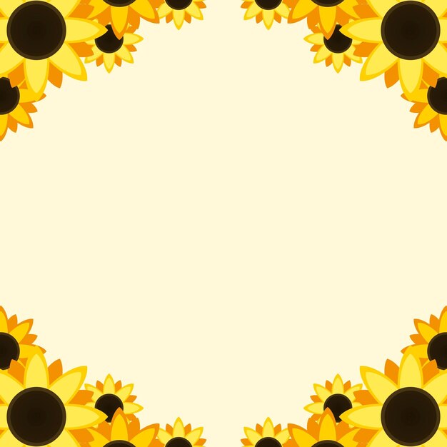 Flat design sunflower frame design for background in vector