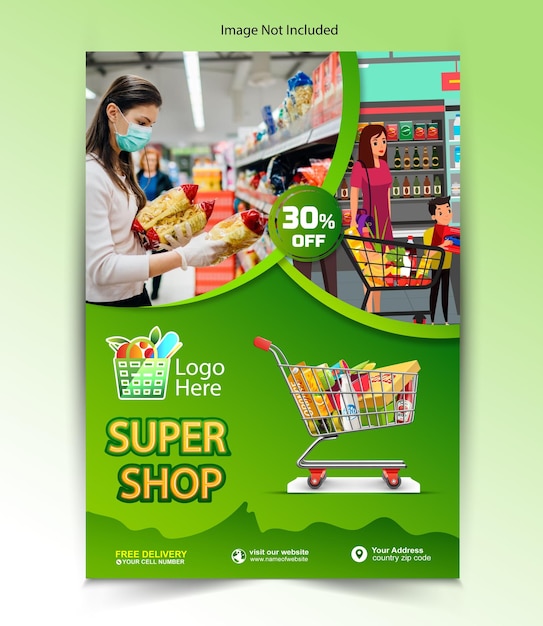 flat design supermarket poster template