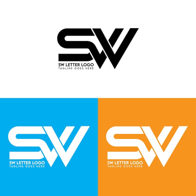 Vettore collezione di logo sw dal design piatto