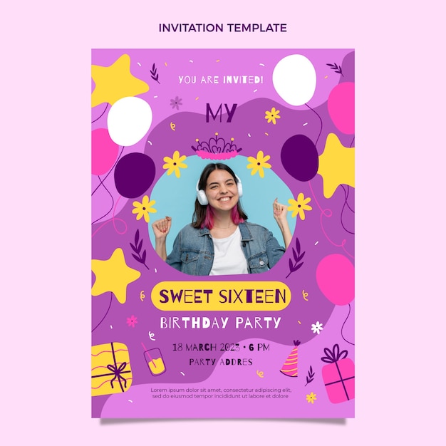 Vector flat design sweet 16 template