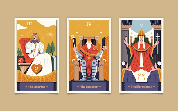 Vector flat design tarot cards illustrations