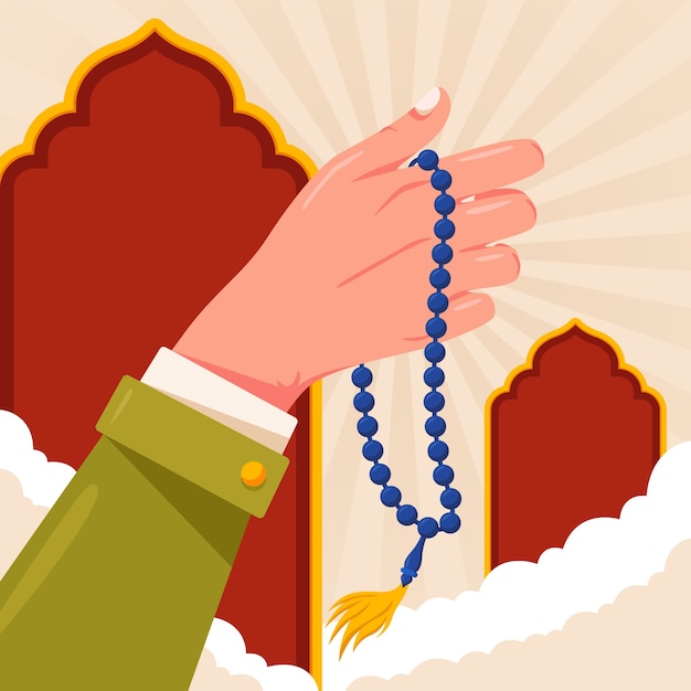 Vector flat design tasbih illustration