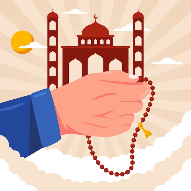 Vector flat design tasbih illustration