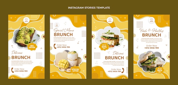 Design piatto gustose storie di instagram per il brunch