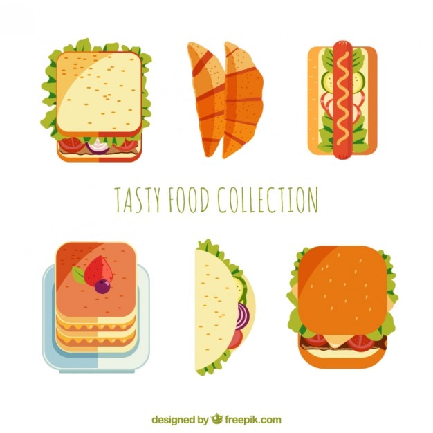 Vector flat design tasty food collection