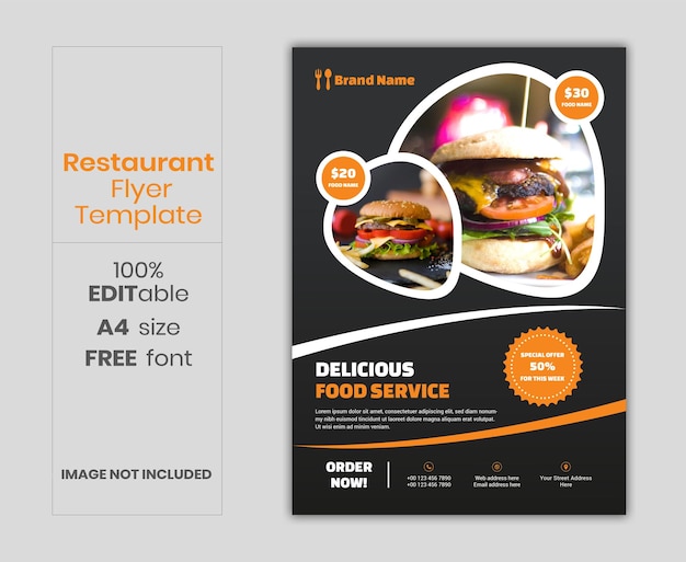 Vector flat design tasty food poster template