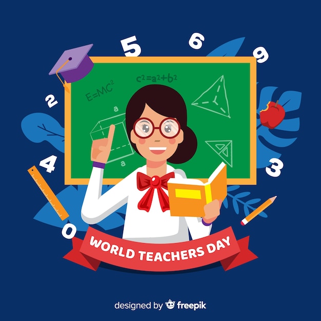 Flat design teachers day background