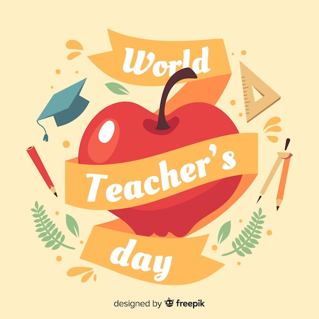 Flat design teachers day background