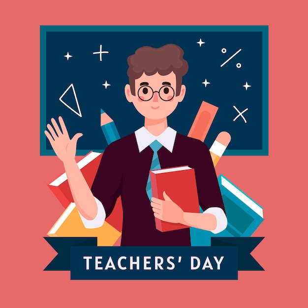 Flat design teachers' day celebration