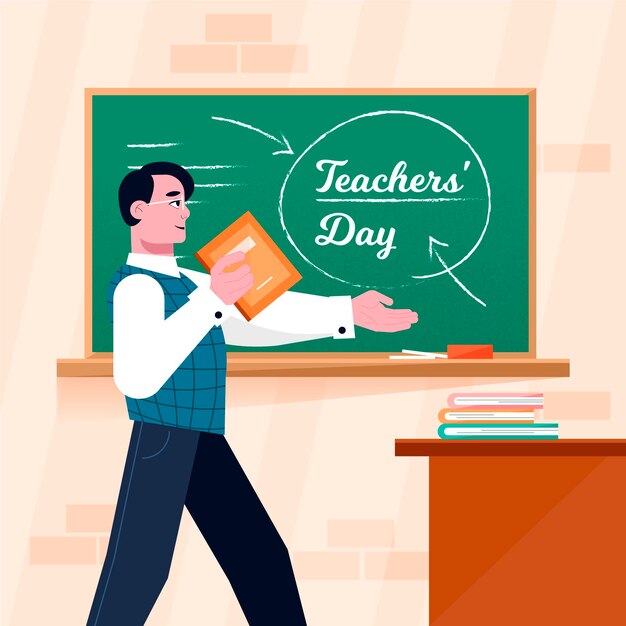 Flat design teachers day concept