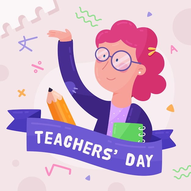 Flat design teachers day concept