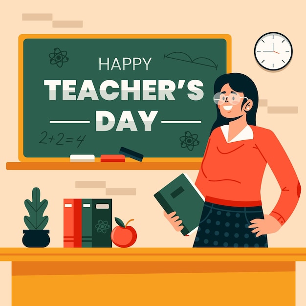 Flat design teachers day concept