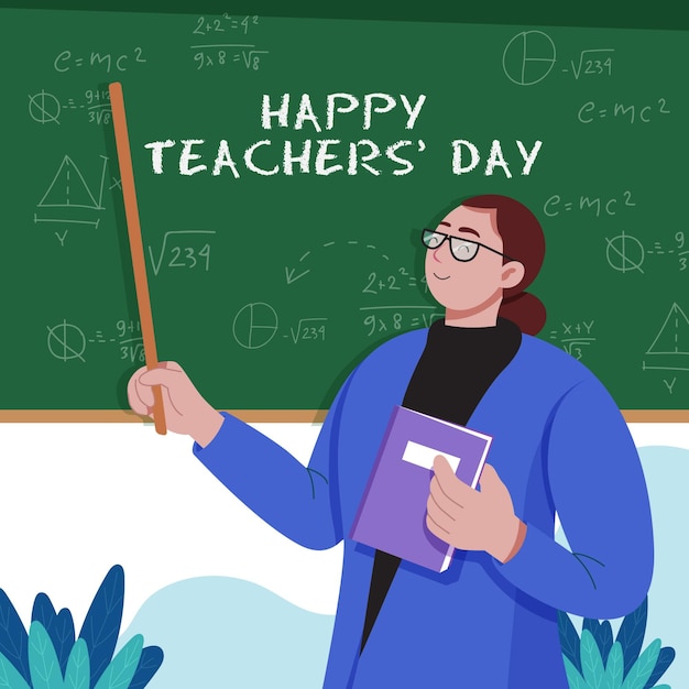 Flat design teachers day concept