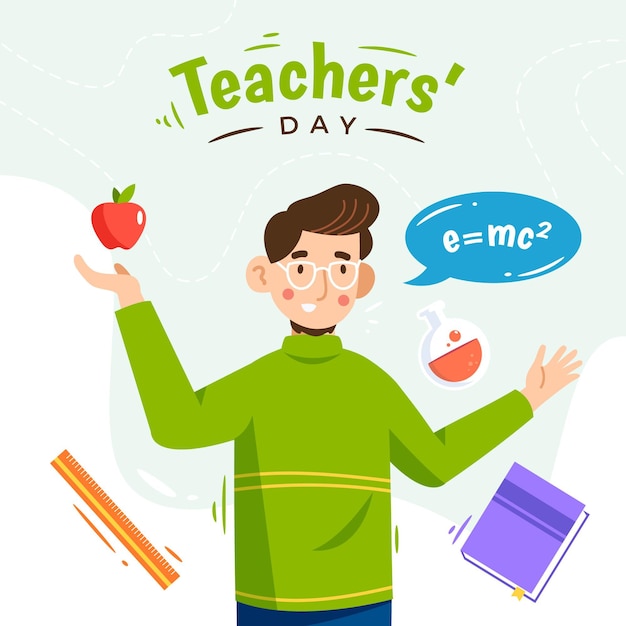 Flat design teachers day concept