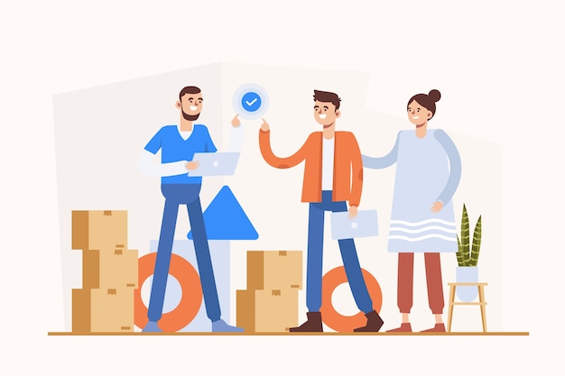 Vector flat design teamwork concept with people