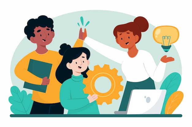 Vector flat design teamwork concept