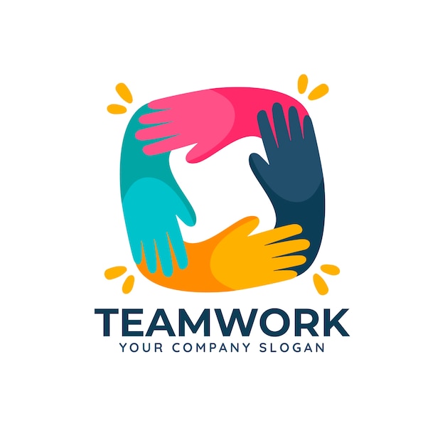 Vector flat design teamwork logo template