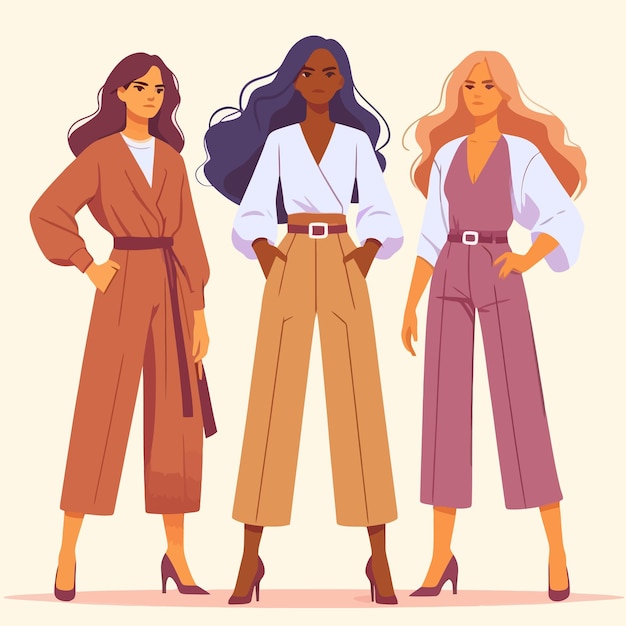 Vector a flat design of teamwork woman with their responsible