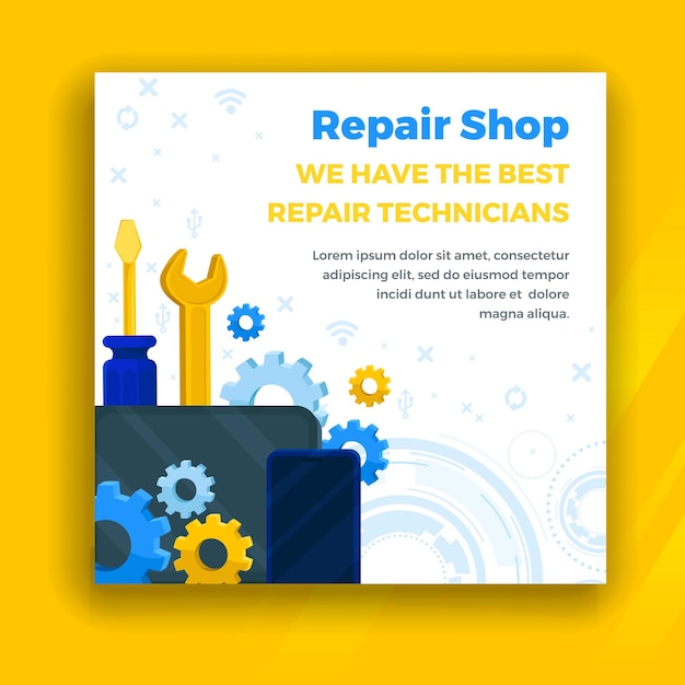 flat design tech repair instagram posts